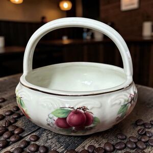 Leonardo Collection Porcelain Basket With Fruit Pattern 4.5 “ Diameter VTG